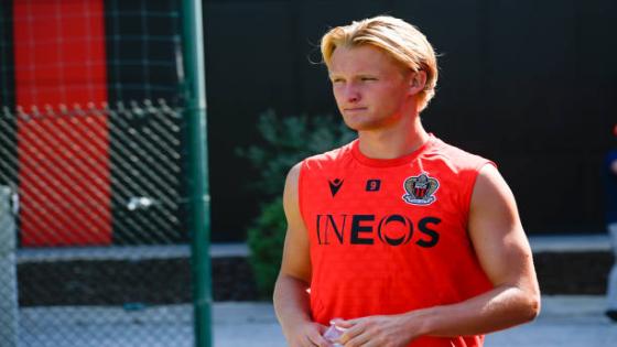 Kasper DOLBERG of Nice during the training and press conference of Nice on August 5, 2022 in Nice, France. (Photo by Pascal Della Zuana/Icon Sport via Getty Images)